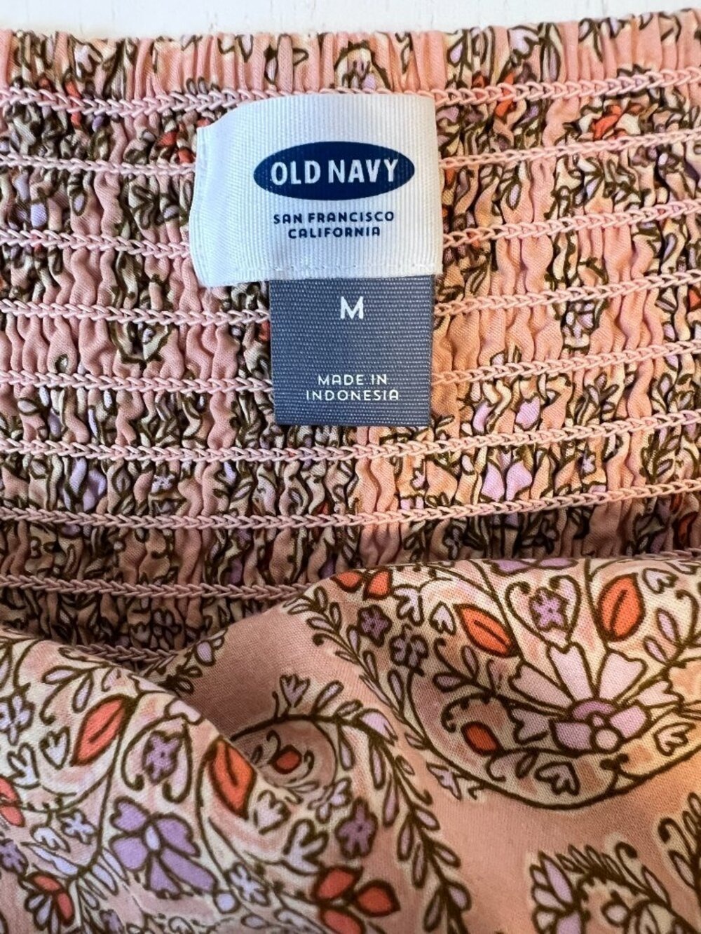 Old Navy Peach Paisley Cami Fit & Flare Sundress Adjustable Straps - Size Med - Picture 7 of 8